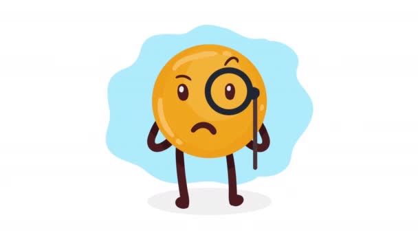 emoji avec personnage monuculaire comique, vidéo 4k animée - Séquence, vidéo