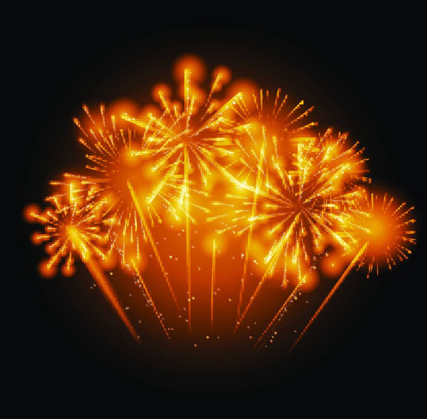 "Vector Illustration of Fireworks, Salute on a Dark Background" - Vector, Image