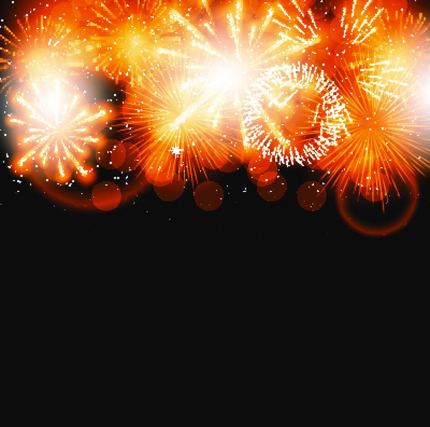 Vector Illustration of Fireworks, Salute on a Dark Background - Vector, Image