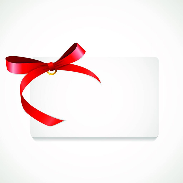 "Gift Card with Red Ribbon and Bow. Vector illustration" - Vector, Image