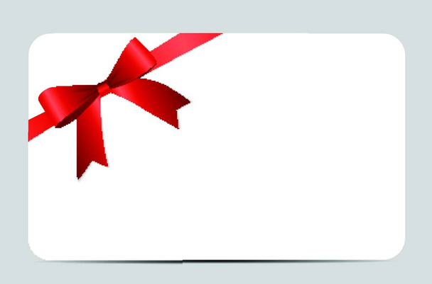Gift Card with Red Ribbon and Bow. Vector illustration - Vector, Image