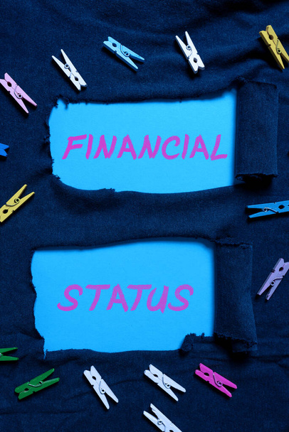 Schreiben von Textanzeigen Finanzstatus, konzeptionelles Einkommensniveau, in das die Antragsteller eingeteilt werden - Foto, Bild