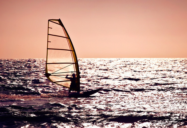 Windsurfer silhouette over sea sunset - Foto, Bild