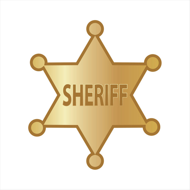 sheriff star or badge, golden color, vector illustration - Vetor, Imagem