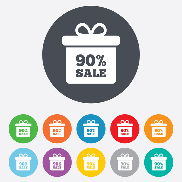 90 percent sale gift box - Διάνυσμα, εικόνα