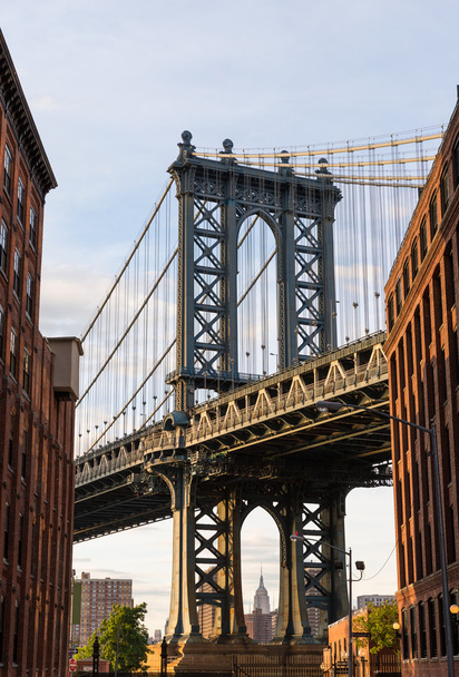 Manhattan Bridge w Brooklyn ulicy Nowego Jorku nas - Zdjęcie, obraz