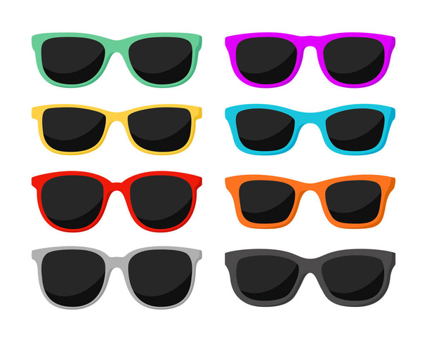 Conjunto de óculos em estilo plano isolado - Vetor, Imagem