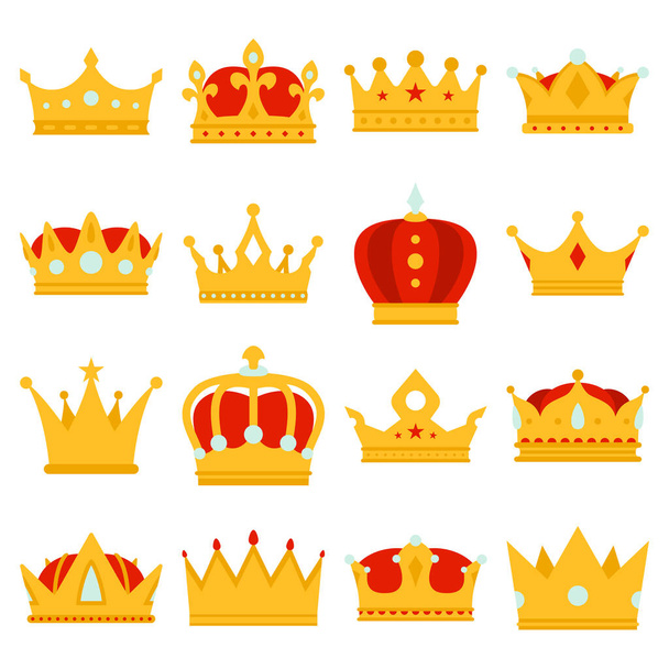Set of Crown isolated on white background - Wektor, obraz