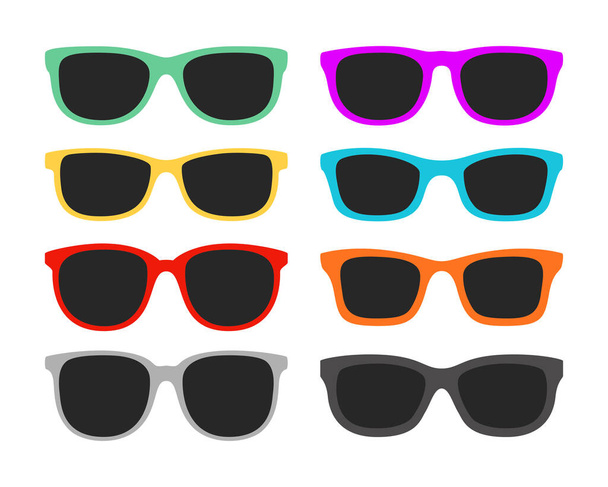 Set of Glasses in flat style isolated - Vector, Image