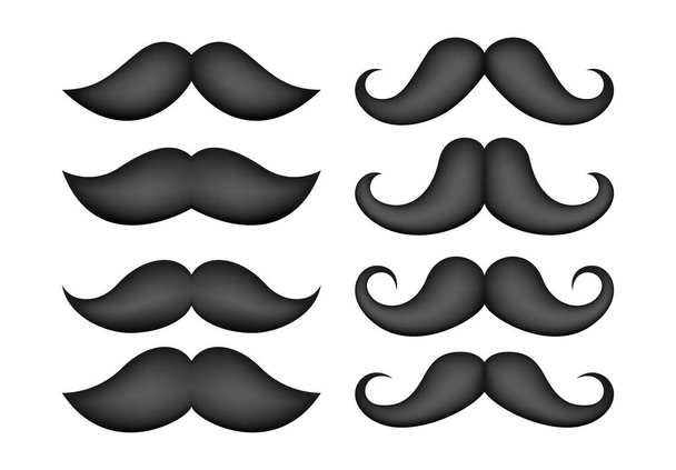Set of mustache in flat style isolated - Vector, Image