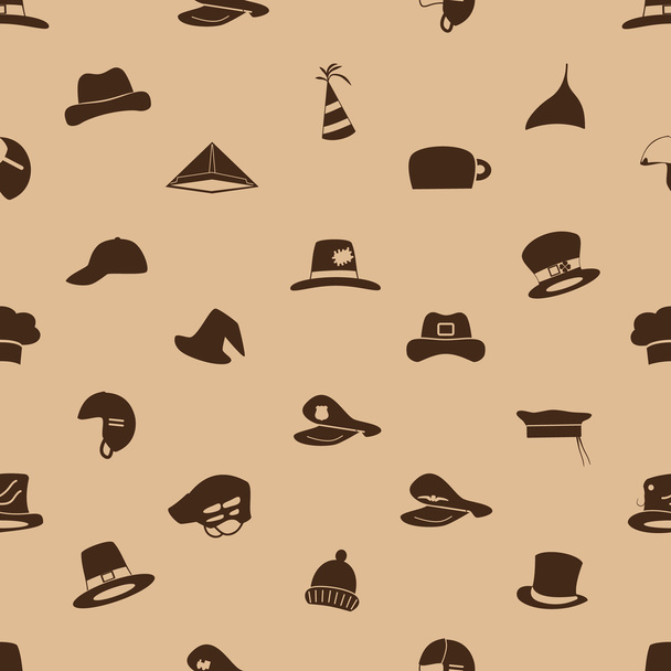 brown hats icons set seamless pattern eps10 - Vector, Image