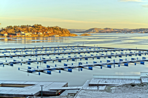 Winter Blick auf ein leeres Dock für Boote - Foto, Bild