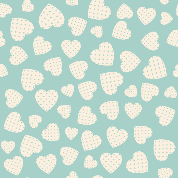Seamless pattern with applique hearts - Vecteur, image