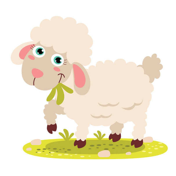 Cartoon Illustration Of A Lamb - Вектор, зображення