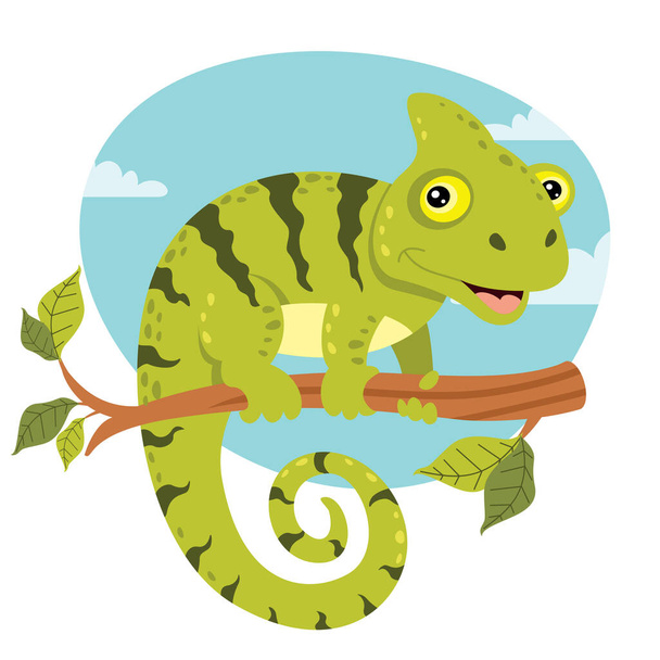 Cartoon Illustration Of A Chameleon - Vector, Image
