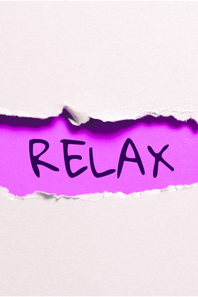 Légende du texte présentant Relax, Concept signifiant faire ou devenir moins tendu anxieux apaisant aucune restriction - Photo, image