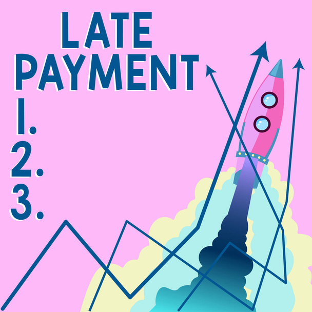 Текстовый знак, показывающий просрочку платежа, платеж по бизнес-концепции, сделанный кредитору после истечения срока платежа - Фото, изображение