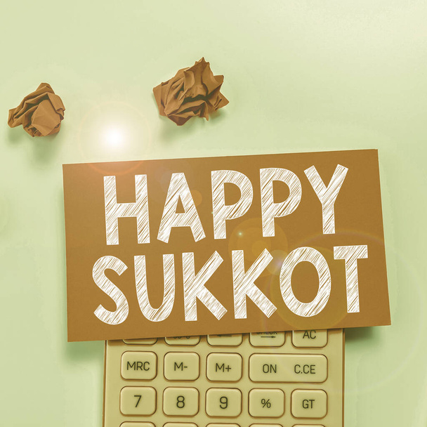 Inspiration showing sign Happy Sukkot, Internet Concept Ireland celebration green lucky charms and clovers - Foto, Imagen