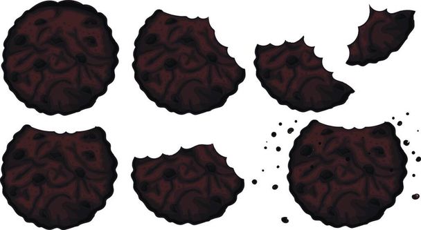 "biscuits au chocolat double mordu set clip art vectoriel" - Vecteur, image