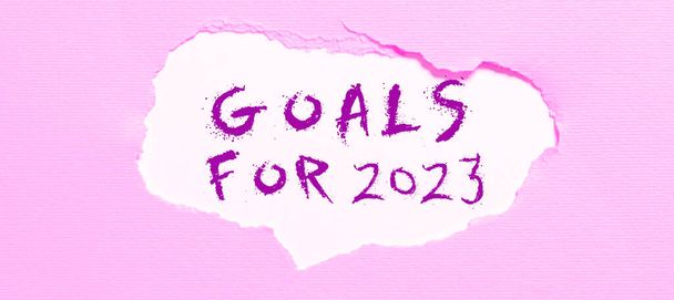 Scrivere il testo Obiettivi Per il 2023, Business idea Le seguenti cose che si desidera avere e raggiungere nel 2023 - Foto, immagini