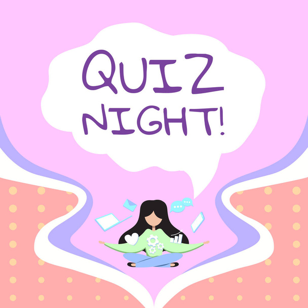 Tekst bijschrift presenteren Quiz Night, Business idee avond test kennis wedstrijd tussen individuen - Foto, afbeelding