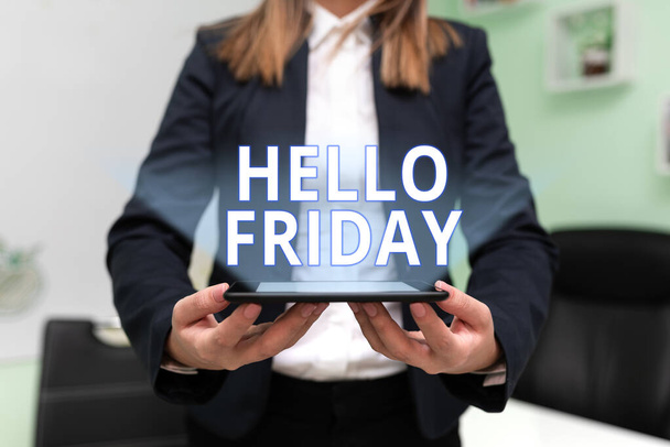 Hello Friday, Business showcase Greetings on Fridays because it is the end of the work week - Фото, изображение