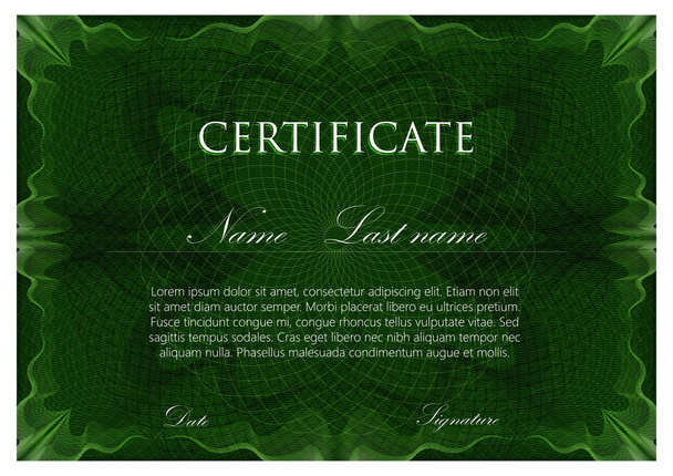 Certificate with guilloche pattern - Vector, Image