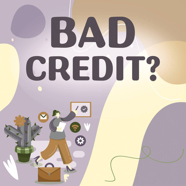 Käsitteellinen näyttö Bad Credit, Concept merkitys tarjoaa apua jälkeen menee lainaan sitten hylätään - Valokuva, kuva