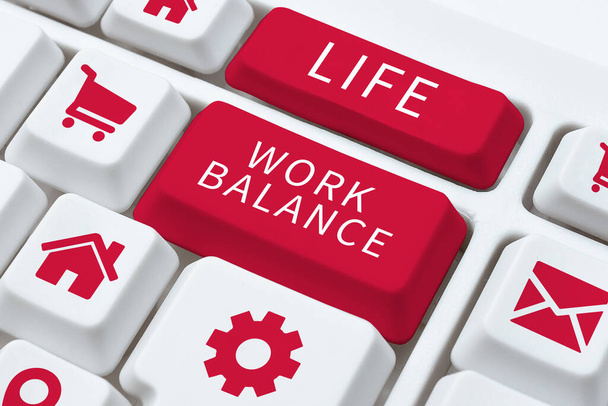 Visualizzazione del testo Life Work Balance, Business vetrina stabilità persona ha bisogno tra il suo lavoro e il tempo personale - Foto, immagini