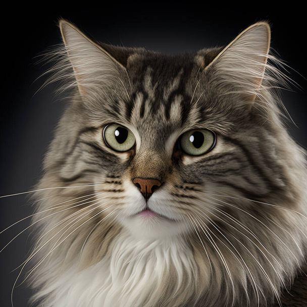 portrait of a Norwegian forest cat looking into camera, digital art - Photo, Image