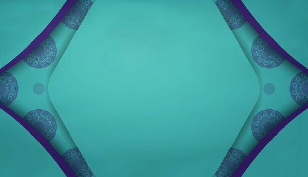 "Turquoise background with Greek purple ornaments and space for text" - Vector, Image