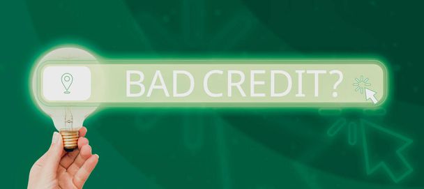 Legenda do texto apresentando Bad Credit, Palavra para oferecer ajuda depois de ir para empréstimo, em seguida, ser rejeitado - Foto, Imagem