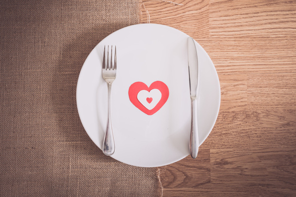 Valentines day dinner with table setting - Foto, Imagem