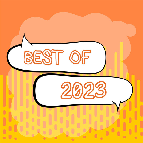 Szöveg felirat bemutatása Best Of 2023, Üzleti kirakat nagy és csodálatos dolgok és események történt 2023 - Fotó, kép