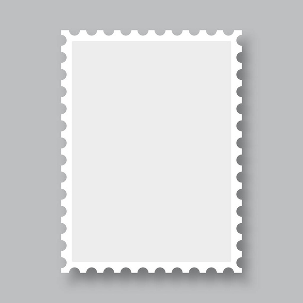 Κενό γραμματόσημο. Καθαρό υπόδειγμα γραμματοσήμου. Σύνορα γραμματοσήμων. Ταχυδρομική σφραγίδα Mockup με σκιά. Εικονογράφηση διανύσματος - Διάνυσμα, εικόνα