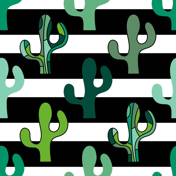 Motivo di cactus a cartoni animati floreali estivi per avvolgere carta e tessuti e biancheria e accessori per vacanze e tessuti per bambini e costumi da bagno. Illustrazione di alta qualità - Foto, immagini