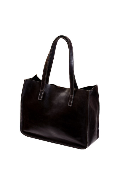 Black leather bag isolated on white background - Photo, Image