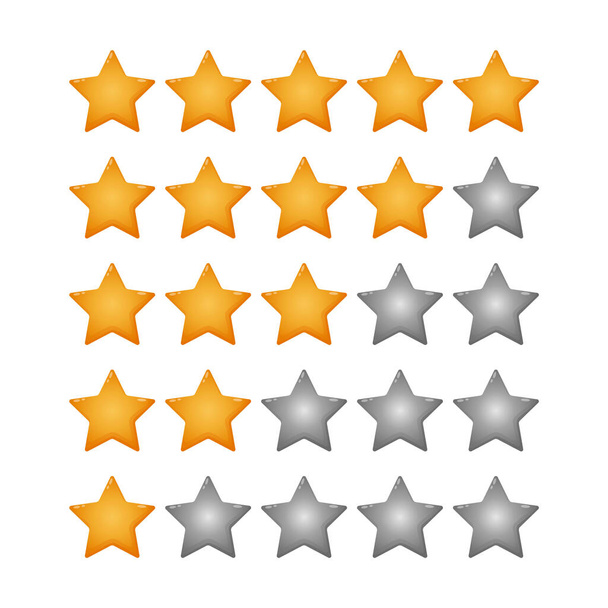 Rating gold star. Feedback, reputation and quality concept. Five stars customer product review rating review flat icon for apps and websites. Evaluation system. - Vector, afbeelding