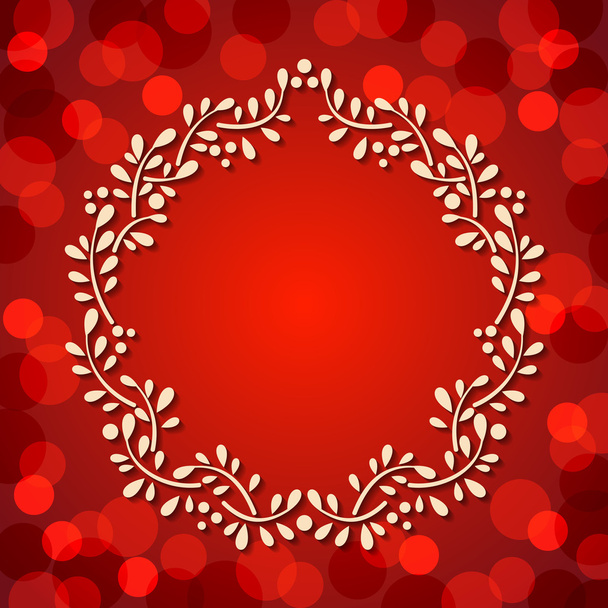Cute Floral frame on red background - Vektör, Görsel