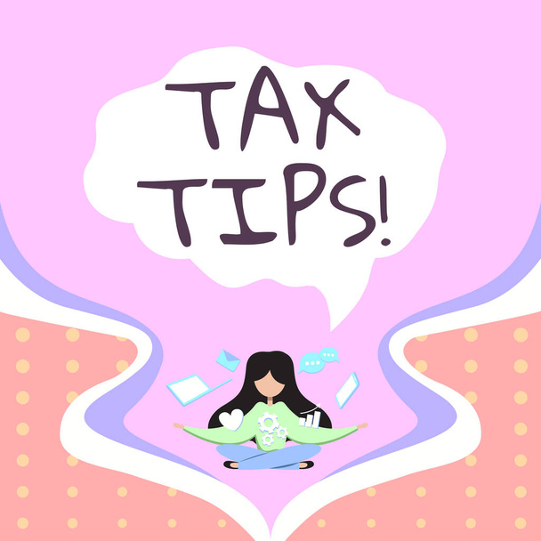 Handwriting text Tax Tips, Business approach Help Ideas for taxation Increasing Earnings Reduction on expenses - Photo, Image