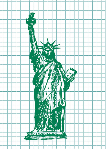 hand drawn statue of liberty - Vector, Image