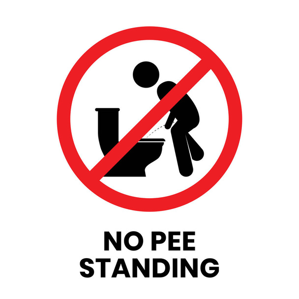 Non fare pipi 'in piedi. segno di toilette illustrazione su sfondo isolato - Vettoriali, immagini
