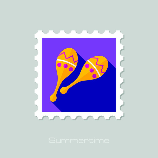"Maracas flat stamp with long shadow" - Vector, Image