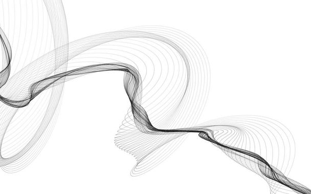 Fondo abstracto con líneas de onda monocromas sobre fondo blanco. Fondo de tecnología moderna. - Foto, Imagen
