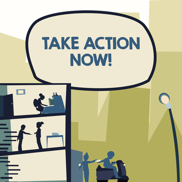 Text ukazující inspiraci Take Action Now, Business concept Do it now Response Imimmediately Something need to be done urgent - Fotografie, Obrázek