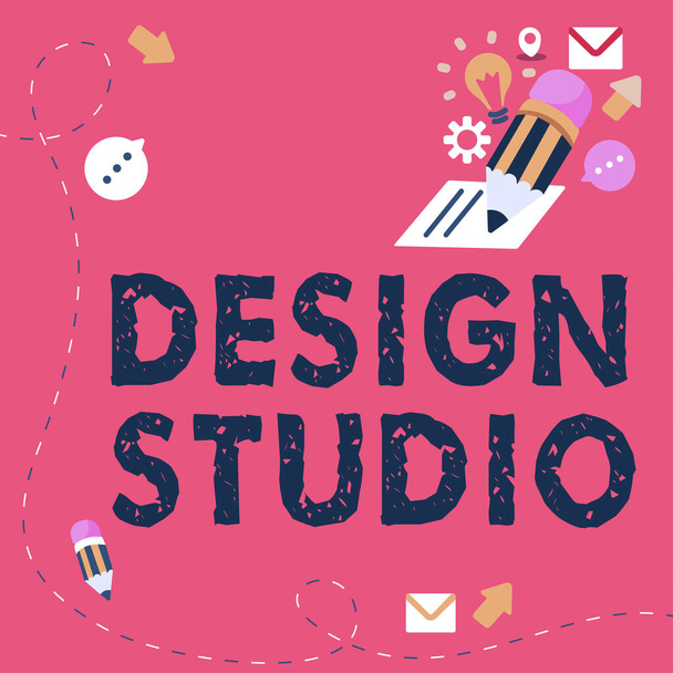 Inspiratie uithangbord Design Studio, Word Written on work environment speciaal voor ontwerpers en ambachtslieden - Foto, afbeelding