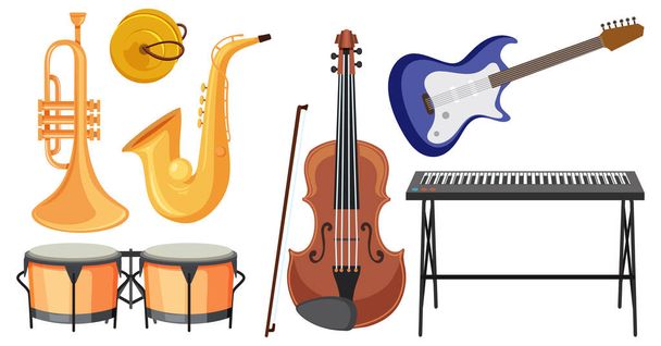 Набор иллюстраций музыкальных инструментов
 - Вектор,изображение