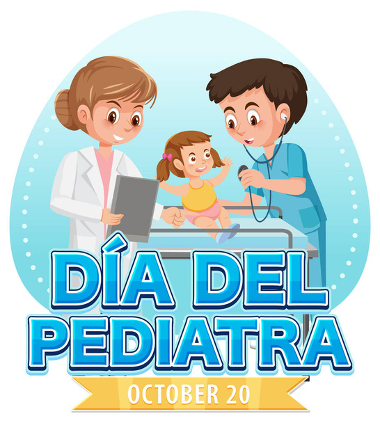 Текст Dai del Pediatra с иллюстрацией персонажей мультфильмов - Вектор,изображение