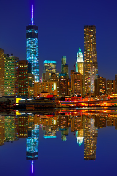 Manhattan sunset skyline New York NYC US - Photo, Image