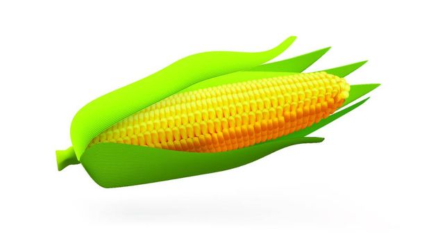 "Jedno ucho sladké kukuřice izolované na bílém" - Vektor, obrázek